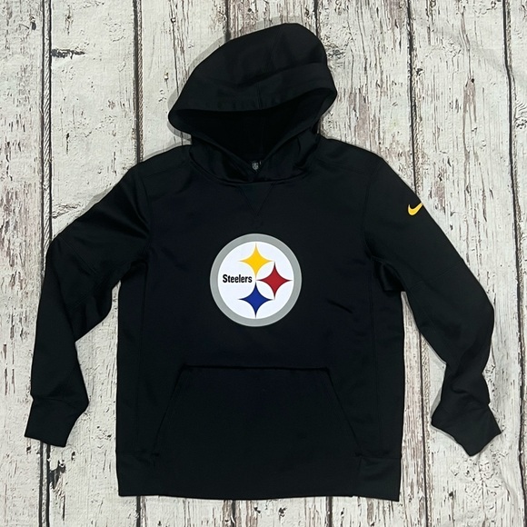 Boys Kids PIttsburgh Steelers Nike Dri - Fit NFL Football Hoodie Sweatshirt - Picture 1 of 5